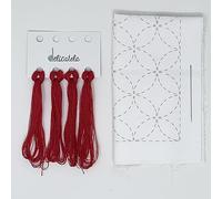 DELICATELA Sashiko Kit de broderie japonais pré-imprimé 68 x 34 cm (30 x 30 cm) Fil naturel aiguille longue Instructions de broderie Motif sept trésors Blanc