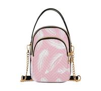 Délicates plumes blanches roses sacs à main une épaule sacs à main floral sacs pour téléphone avec chaîne bandoulière matelassé designer cartable