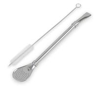 Delicatino - Bombilla Cuillère 19cm - Acier Inoxydable Alimentaire avec Brosse de Nettoyage.