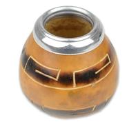 Delicatino - Calebasse Maté Azteca 150-200ml - Borde Métal Argentin - Tradition Gaucho Authentique.