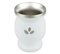 Delicatino - Natural Green Gourde à Maté Isotherme en Acier Inoxydable double paroi 200ml - Design Minimaliste et Finition Blanc Pur.