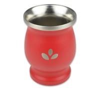 Delicatino - Natural Green Gourde à Maté Isotherme en Acier Inoxydable double paroi 200ml - Énergie et Vitalité, Finition Rouge Vibrant.