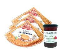 Délice breton à la fraise : LOT 3 crêpes X6 Paysan Breton + 1 pot 220g Confibreizh Fraise-Rhubarbe - fabrication traditionnelle en Bretagne