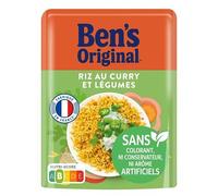 Délice Exotique Instantané : Riz Micro-ondable au Curry et Légumes Prêt en 2min - Marque BEN'S ORIGINAL - 220g - Catégorie : Épicerie Idéal pour - Le Lot De 4