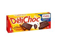 DELICHOC - Biscuits Croquants au Chocolat Noir Intense, Plaisir Gourmand en 150g - Le Lot De 4