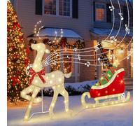 DELICHTER Renne LED avec traîneau - Décoration de Noël avec fonction musicale - 1,2 m
