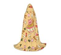 Délicieuse cape à capuche avec imprimé ramen - Accessoire de déguisement pour adulte/enfant - Pour bal masqué, Halloween, fête de famille