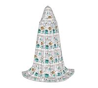 Délicieuse cape à capuche imprimée café sorcière accessoires de cosplay adulte/enfant pour bal masqué, Halloween, fête de famille