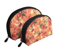 Délicieuse pêche, Trousse de Maquillage Coquille Femme Petit Porte-Monnaie Trousse de Toilette Trousse à cosmétiques 2 pièces