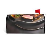 Délicieuse viande grillée. C'est une housse de boîte aux lettres en tissu imperméable avec une impression sur un côté et une ouverture incurvée sur un côté.