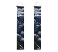 Délicieuses bannières de porche à suspendre aux myrtilles - Bannière de porte « Happy Birthday » - Bannière de fête de fête - Bannière de fond photo - Panneaux de porte d'entrée pour fête de bienvenue