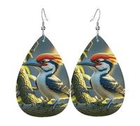 Délicieuses boucles d'oreilles en cuir bleuets pour femme, boucles d'oreilles en forme de larme, boucles d'oreilles créoles légères pendantes bijoux, cadeaux, One Size, Simili cuir, Pas de pierre
