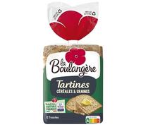 Délicieuses Tartines Campagne Céréales LA BOULANGÈRE 450g - Savourez l’Authenticité du Pain de Campagne au Petit-Déjeuner - Le Lot De 4