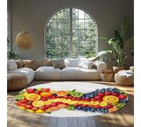 Délicieux Fruit Lavable Rond Tapis Coloré Nourriture Cercle Antidérapant Tapis pour Salle À Manger Cuisine Salon Maison Café Décor 183cm(Rond)