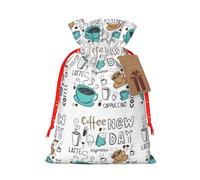 Delicious Coffee Printing Fashion Bag Pochette légère avec cordon de serrage avec étiquette Kraft pour Noël Halloween