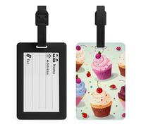 Delicious Cupcakes Étiquettes à bagages avec carte d'information et sangle amovible - En TPU durable résistant aux rayures pour valises, sacs de voyage, sacs à dos et sacs de sport