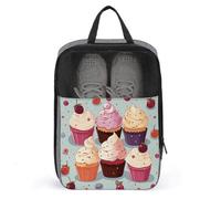 Delicious Cupcakes Sac à chaussures de voyage résistant à l'eau Pochette à chaussures avec fermeture éclair Sac à poussière, gris, taille unique, moderne, gris, Taille unique, Moderne