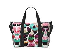 Delicious Cupcakes Sac de voyage pour femme, grand sac fourre-tout de week-end, sac de gym, sac d'hôpital pour maman, noir, One Size