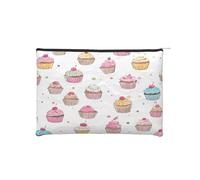 Delicious Cupcakes Trousse à maquillage réutilisable en papier imperméable et légère pour voyage, école et usage quotidien Motif imprimé complet pour femmes, étudiants, écologistes, Noir , Taille