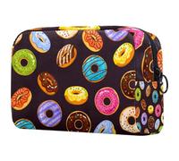Delicious Donut Chocolate Pattern Cosmetic Bag for Women Travel Toiletries Bags Large Makeup Handy Pouch Organizer Bag with Zipper, multicolore, 18.5x7.5x13cm/7.3x3x5.1in, Trousse de toilette
