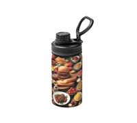 Delicious Feast Bouteille isotherme en acier inoxydable avec couvercle pour sport, voyage, bureau, voiture 355 ml