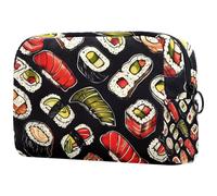 Delicious Food Sushi Trousse à cosmétiques pour femme, trousse de toilette de voyage, grande pochette de maquillage pratique avec fermeture éclair, multicolore, 18.5x7.5x13cm/7.3x3x5.1in, Trousse de