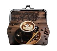 Delicious Heart Coffee Coin Porte-monnaie Petit kit de voyage Pochette de rangement pour week-end et voyages d'affaires, Noir , Taille unique, Pochette à monnaie