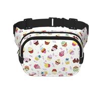 Delicious Sac banane double couche avec imprimé cupcakes pour homme et femme, noir, taille unique, Noir/blanc, One Size