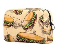 Delicious Sandwich Fast Food Trousse à cosmétiques pour femme, trousse de toilette de voyage, grande pochette de maquillage pratique avec fermeture éclair, multicolore, 18.5x7.5x13cm/7.3x3x5.1in,