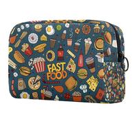 Delicious Trousse à maquillage pour femme Motif Fast Food Trousse de toilette de voyage Grande pochette de maquillage pratique avec fermeture éclair, multicolore, 18.5x7.5x13cm/7.3x3x5.1in, Trousse de