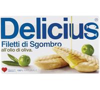 Delicius Filetti di Sgombro all'Olio di Olio di Oliva Lot de 10 filets de maquereau à l'huile d'olive riche en oméga 3, poisson bleu de haute qualité, 125 g + boîte italienne Gourmet Polpa di Pomodoro