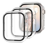 Delidigi 3 Pièces Transparent PC Coque pour Apple Watch 11/10 42mm, HD Clear Case de Protection en Verre Trempé Intégré pour Apple Watch Series 11/10(42mm, Clair)