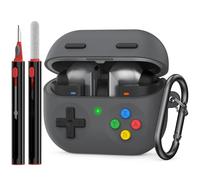 Delidigi Coque Samsung Galaxy Buds3 FE (2025)/ Galaxy Buds3 et Buds3 Pro (2024) avec Kit de Nettoyage, 3D Button Housse en Silicone Etui de Protection pour Samsung Buds3 avec Mousqueton, Gris Foncé