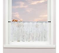 Delien Rideau brise-bise en voile avec cordon de serrage - Pour maison de campagne - Moderne - Pour cuisine - Courte - Pour salon - 120 x 45 cm - Argenté