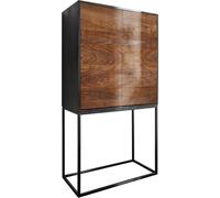 DeLife Armoire-Haute Vaag Sheesham Nature Manguier Noir Métal Noir 80x150 cm 2 Portes Buffet Haut