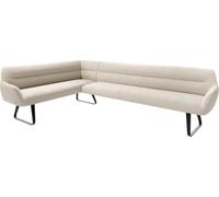 Banc-de-salle-à-manger Taya-Flex 285x190 cm bou rème-blanc châssis à patins plat noir ressort ensaché liens