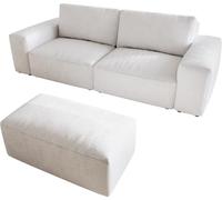 DeLife Big canapé Lanzo bou lanc crème 230x95 cm avec Pouf