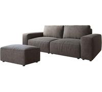 DeLife Big canapé Lanzo Microfibre Brun Kaki 230x95 cm avec Pouf