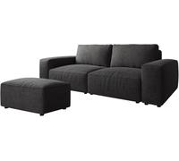 DeLife Big canapé Lanzo Microfibre Noir 230x95 cm avec Pouf