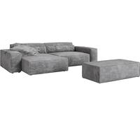 Canapé d'angle Sirpio XL 270x170 cm Microfibre Taupe Recamiere variable avec Tabouret