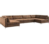 DeLife Canapé Elio Imitation Cuir Vintage Marron Antique 400x185 cm XL canapé panoramique