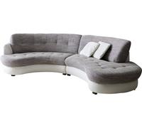DeLife Canapé Napoli Gris Clair Blanc 300x95cm canapé Rond avec Coussin