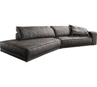 Canapé Snoosh 400x150 cm microfibre noire vintage avec méridienne à gauche