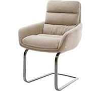 Cantilever Abelia-Flex avec accoudoirs tissu mixte couleur boue pied cantilever plat acier inoxydable brossé