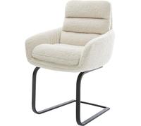 DeLife Chaise-à-Bascule Abelia-Flex avec accoudoirs Pied Cantilever Plat Noir Tissu Teddy Beige