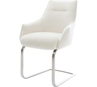 DeLife Chaise-à-Bascule Alja-Flex avec accoudoirs Pied Cantilever Plat Acier Inoxydable bouclé Doux Beige Resorts ensachés