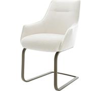 DeLife Chaise-à-Bascule Alja-Flex avec accoudoirs Pied Cantilever Plat Aspect Titane bouclé Doux Beige Resorts ensachés