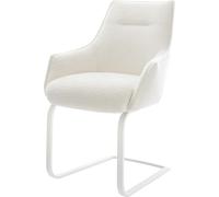 DeLife Chaise-à-Bascule Alja-Flex avec accoudoirs Pied Cantilever Plat Blanc bouclé Doux Beige Resorts ensachés
