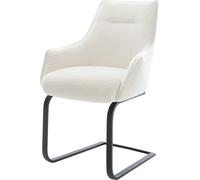 DeLife Chaise-à-Bascule Alja-Flex avec accoudoirs Pied Cantilever Plat Noir bouclé Doux Beige Resorts ensachés