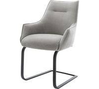 DeLife Chaise-à-Bascule Alja-Flex avec accoudoirs Pied Cantilever Plat Noir Tissu structuré Doux Gris Resorts ensachés